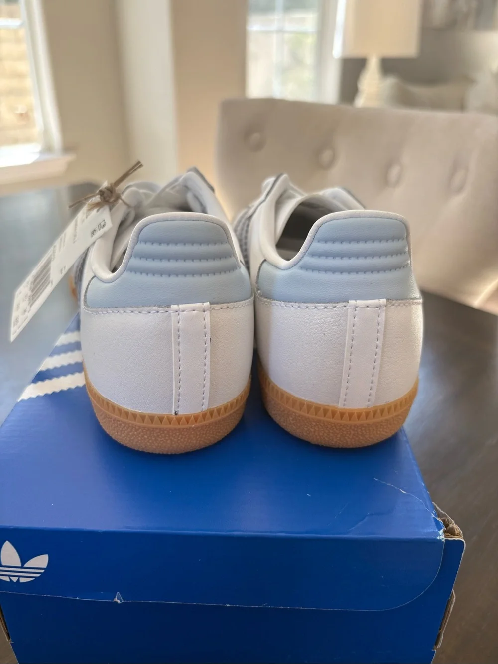 adidas White & Light blue Retro Court Sneakers kids
